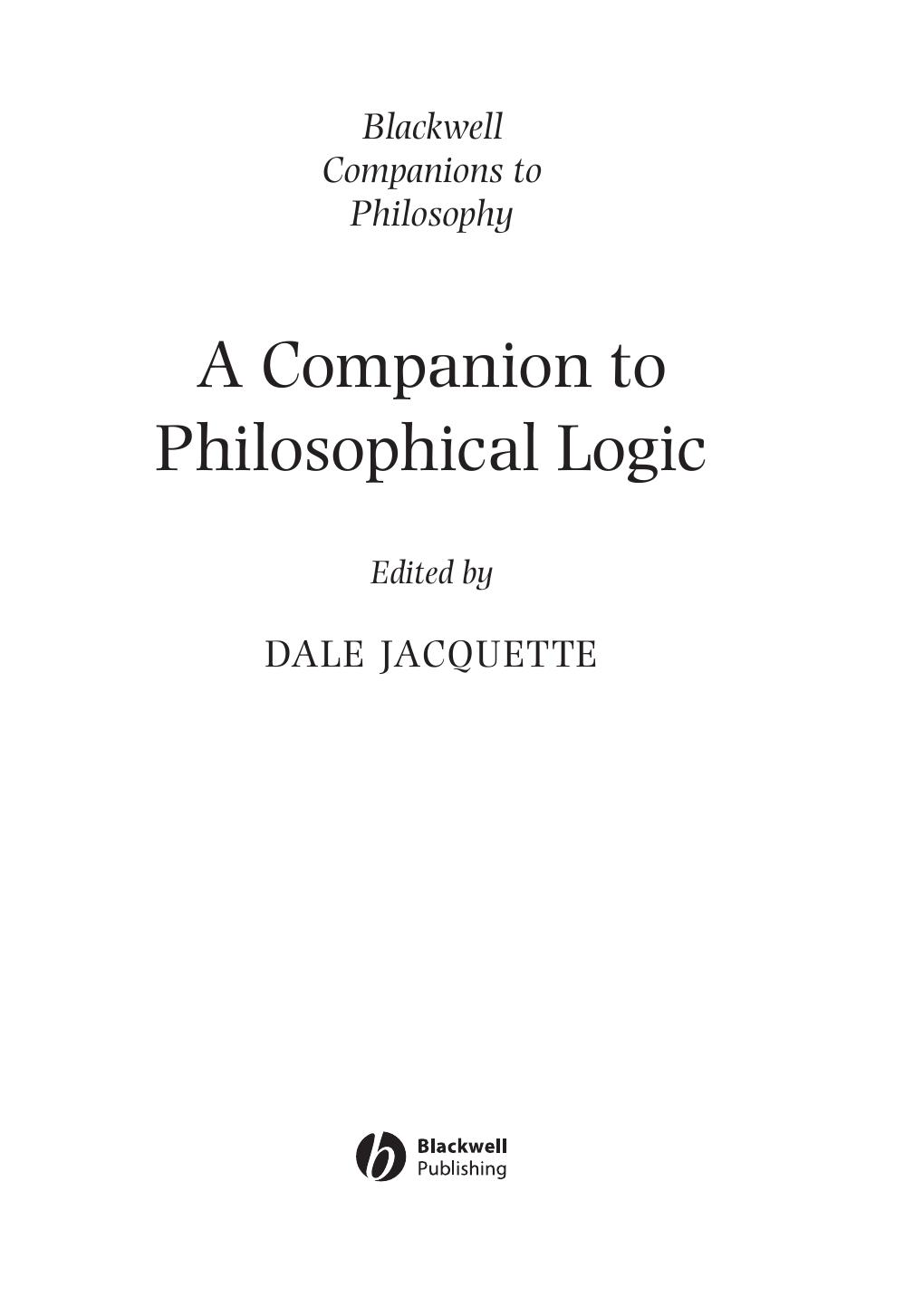 A Companion to Philosophical Logic