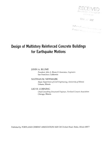 Design of Multistory Reinforced Concrete Buildings for Earthquake Motions