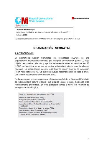 Manual de reanimación neonatal : recomendaciones internacionales de reanimación neonatal consensuadas