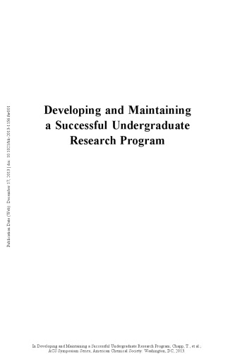 Developing and maintaining a successful undergraduate research program