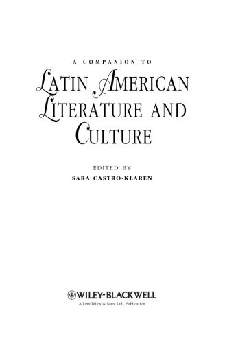 A Companion to Latin American Literature and Culture