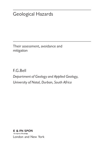 Geological hazards : their assessment, avoidance, and mitigation