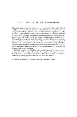 Hegel, Nietzsche, and Philosophy: Thinking Freedom