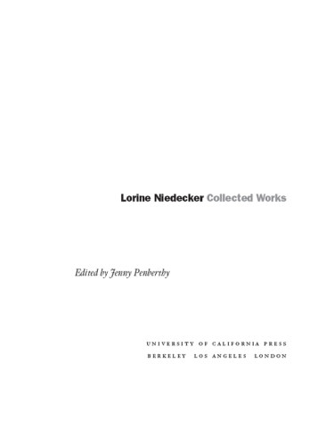 Lorine Niedecker collected works