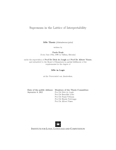 Supremum in the Lattice of Interpretability [MSc Thesis]