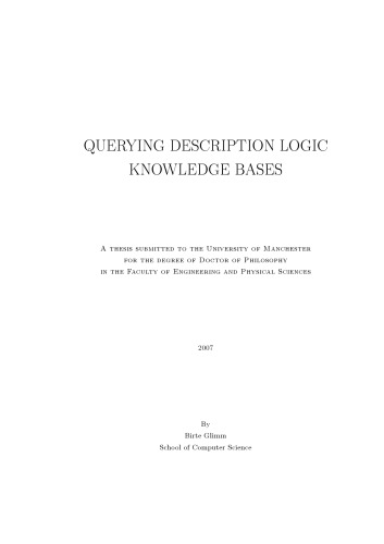 Querying Description Logic Knowledge Bases [PhD Thesis]