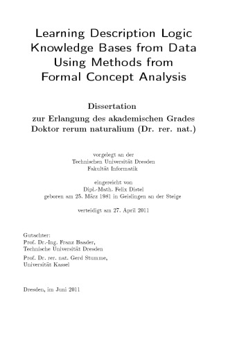 Learning Description Logic Knowledge Bases from Data Using Methods from Formal Concept Analysis [PhD Thesis]