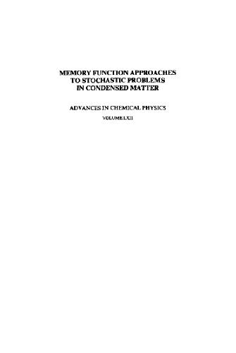 Memory function approaches to stochastic problems in condensed matter