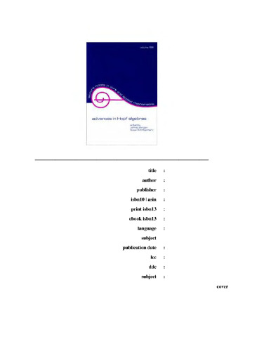 Advances in Hopf algebras (p. 326 missing)