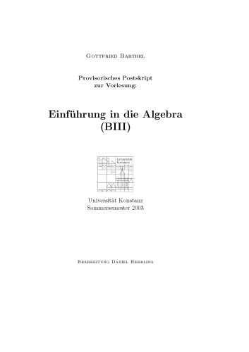 Einführung in die Algebra (BIII) [lecture notes]