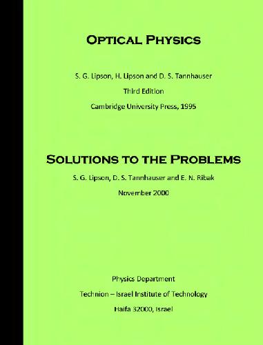 Solutions to Optical physics 3ed