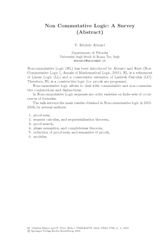 Automated Reasoning with Analytic Tableaux and Related Methods : International Conference, TABLEAUX 2003, Rome, Italy, September 2003. Proceedings