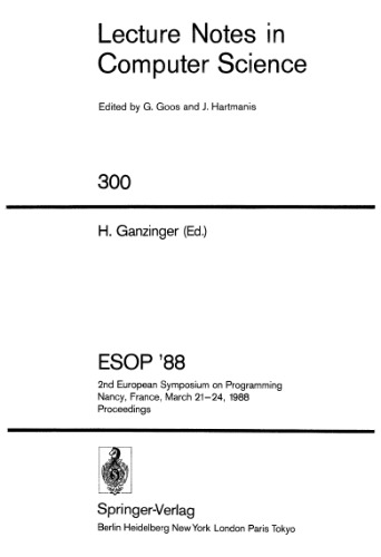 ESOP '88: 2nd European Symposium on Programming Nancy, France, March 21–24, 1988 Proceedings