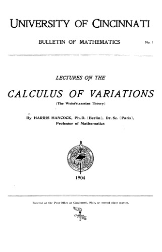 Lectures on the calculus of variations