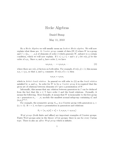 Hecke Algebras