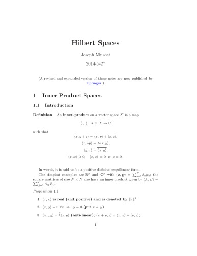 Hilbert Spaces [expository notes]