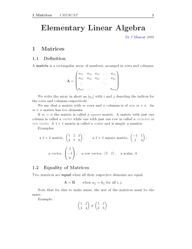 Elementary Linear Algebra [expository notes]