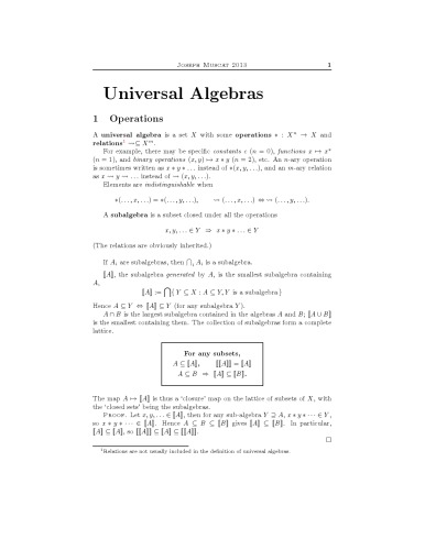 Universal Algebras