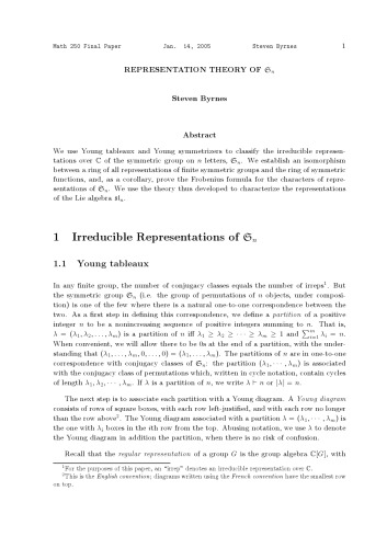 Representation theory of Sn