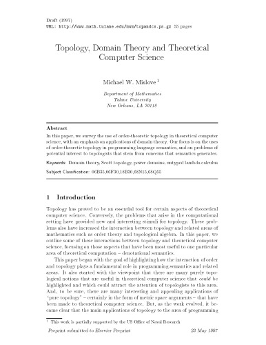 Topology, Domain Theory and Theoretical Computer Science