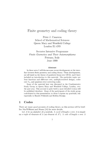 Finite geometry and coding theory