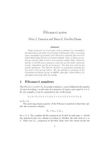 Fibonacci notes [expository notes]