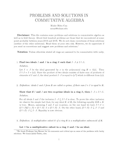 Problems and Solutions in Commutative Algebra [expository notes]