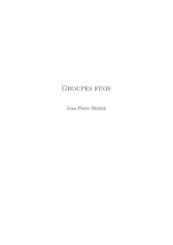 Groupes Finis [Lecture notes]