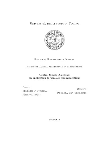 Central Simple Algebras: an application to wireless communications [thesis]