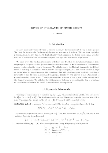 Rings of invariants of finite groups [expository notes]