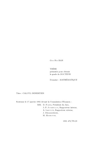 Calcul Denertien [PhD thesis]