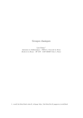 Groupes classiques [Lecture notes]