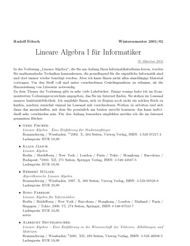 Lineare Algebra I für Informatiker [Lecture notes]