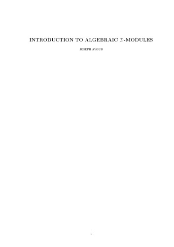 Introduction to algebraic D-modules [Lecture notes]