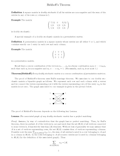 Birkhoff’s Theorem [Lecture notes]