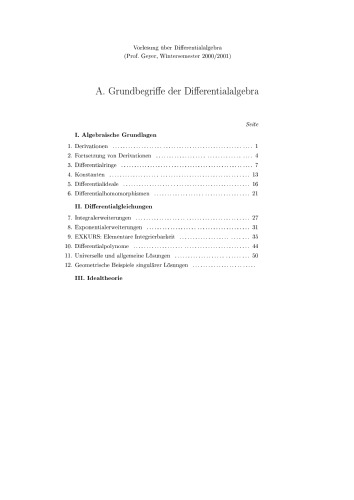 Grundbegriffe der Differentialalgebra