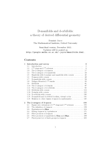 D-manifolds and d-orbifolds: a theory of derived differential geometry [draft]