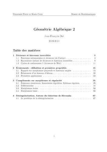 Géométrie Algébrique 2 [Lecture notes]