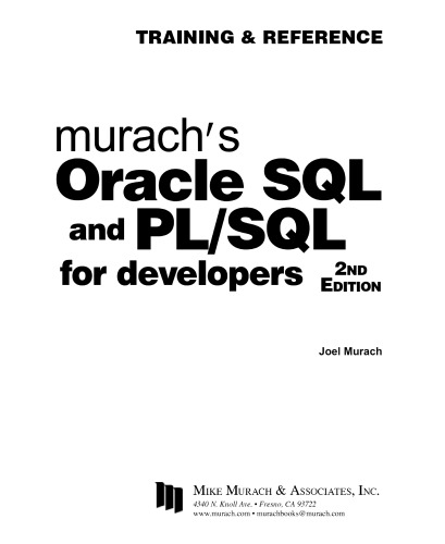 Murach's Oracle SQL and PL/SQL for Developers