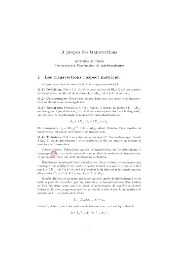 À propos des transvections [expository notes]