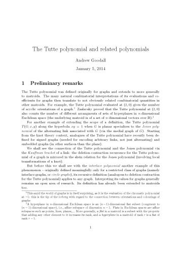 The Tutte polynomial and related polynomials