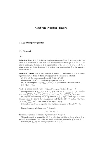 Algebraic Number Theory