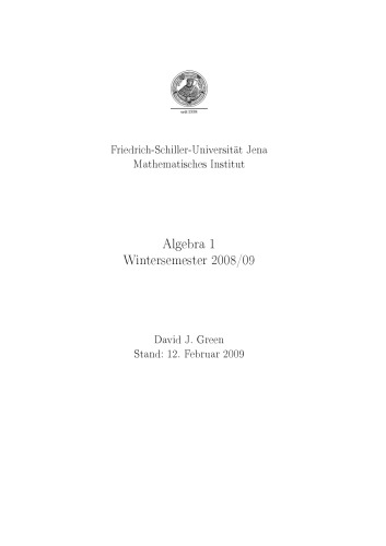 Algebra 1: Wintersemester 2008/09