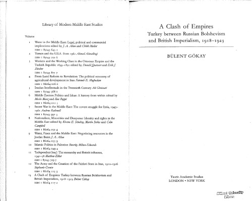 A Clash of Empires: Turkey between Russian Bolshevism and British Imperialism, 1918–1923