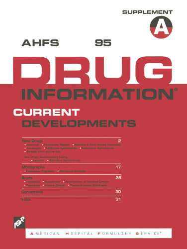 American Hospital Formulary Service Drug Information 95, Supplement A