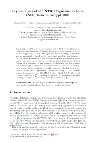 Advances in Cryptology — ASIACRYPT 2001: 7th International Conference on the Theory and Application of Cryptology and Information Security Gold Coast, Australia, December 9–13, 2001 Proceedings