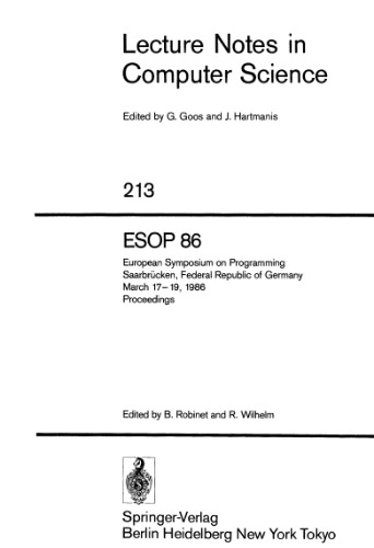 ESOP 86: European Symposium on Programming Saarbrücken, Federal Republic of Germany March 17–19, 1986 Proceedings