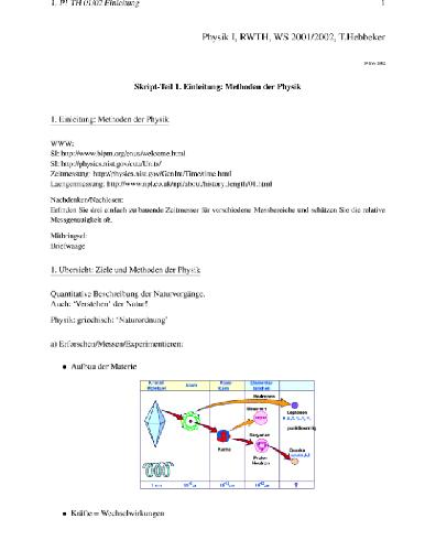 Physik I (neu). 1. Einleitung