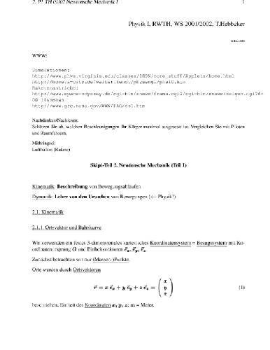 Physik I (neu). 2. Newtonsche Mechanik, 1