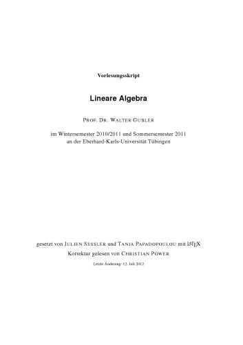 Lineare Algebra [Lecture notes]